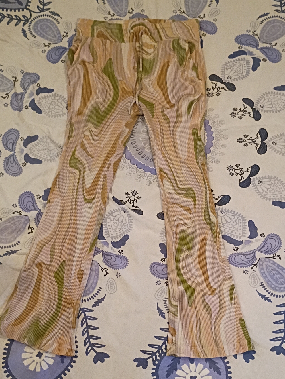 Beach Riot Hailey Marble Ribbed Green Beige Pants L